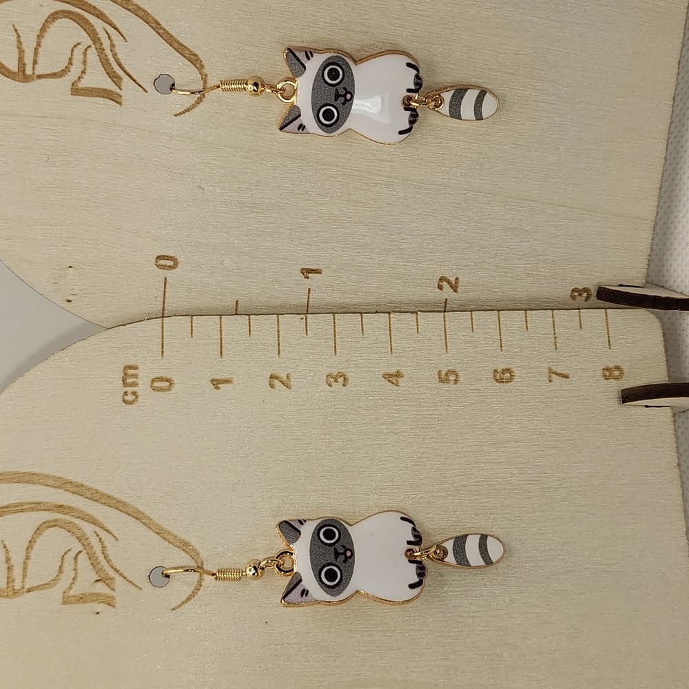Cute Cat Earrings with Gold Accents - Picture 5 of 7